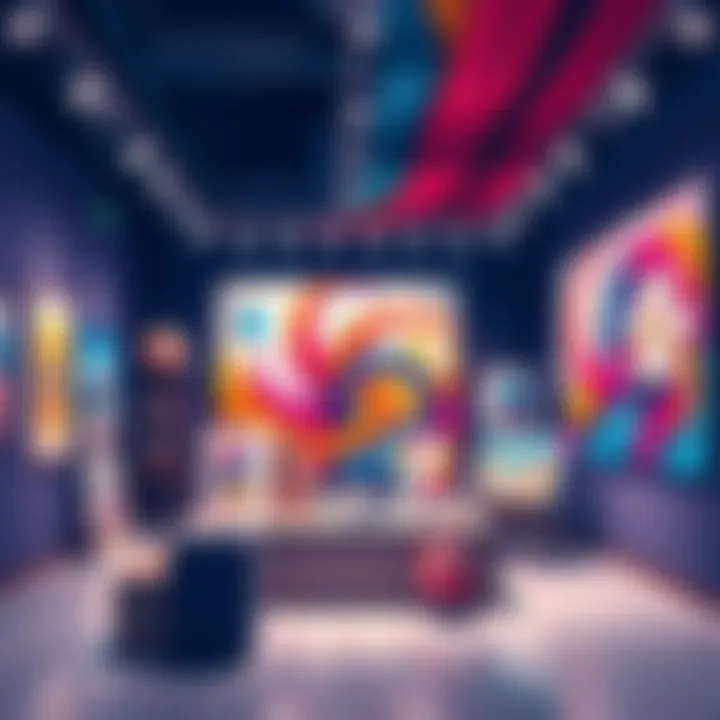 Colorful art pieces by Yashiko on display during Tentacle Tuesday LX event
