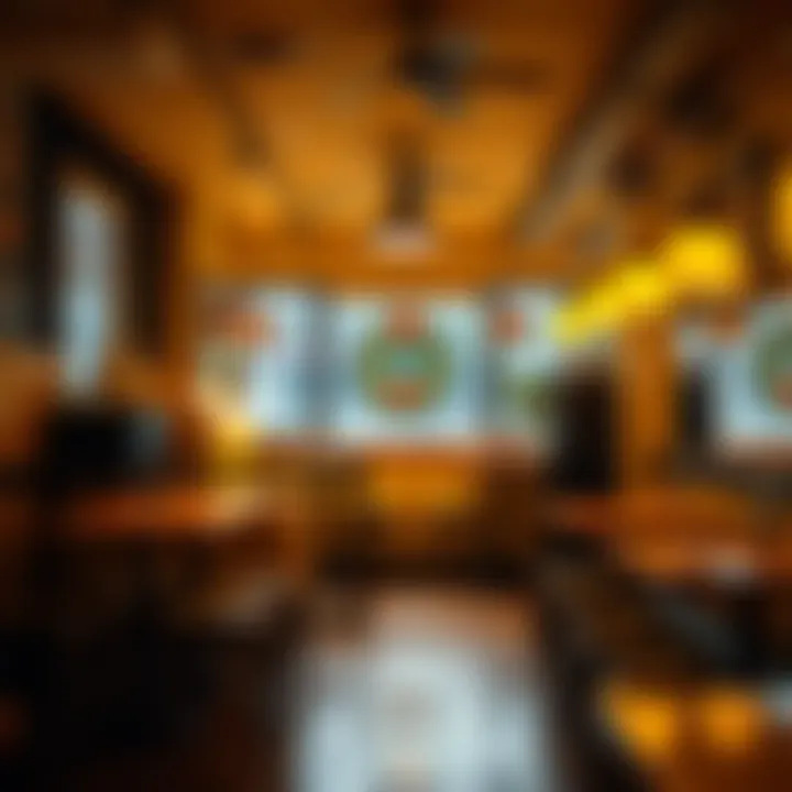 Interior view of the Yellow Coolant Leaking Car Theme Cafe showing car-themed decor and tables.