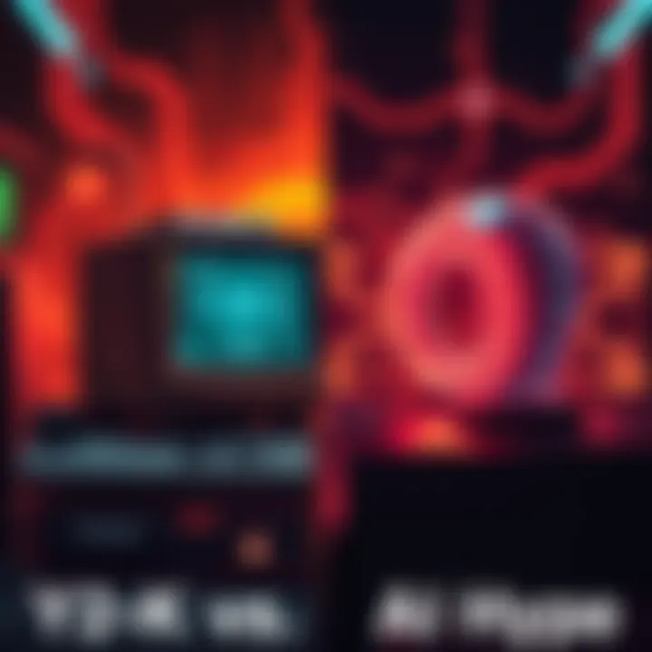 A split image showing an old computer from the Y2K era on one side and a modern AI interface on the other, reflecting the hype of both eras.