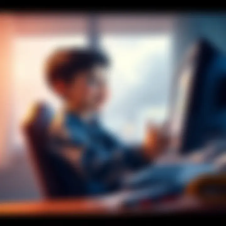 A young boy, age 12, sitting at a computer with sketches of game characters on his desk, looking excited about his metroidvania game project.