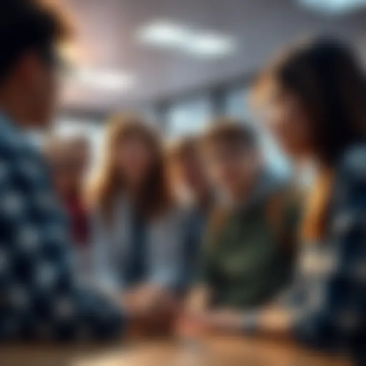 Young people exploring psychiatry Group of college students talking about psychiatry as a career choice in a classroom setting