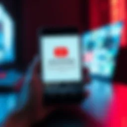 YouTube App with Ad Blocker Warning A smartphone displaying the YouTube app showing a warning about ad blockers, emphasizing the crackdown on mobile apps.