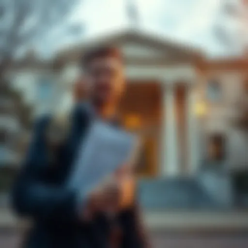 YouTuber David Gardner standing outside a courthouse holding legal documents, representing his lawsuit against Runway AI for copyright issues