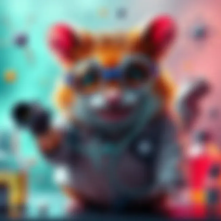 A fun depiction of a scientist transformed into a zombie hamster, sporting lab gear, surrounded by quirky science elements.