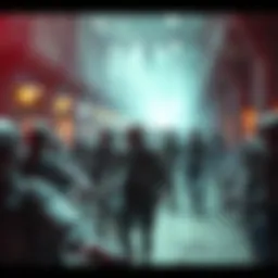 A scene showing a large group of zombies moving in a simulated environment.