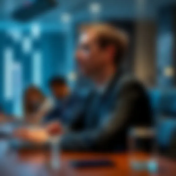 A digital representation of Mark Zuckerberg's AI clone participating in a business meeting, showcasing advanced technology in action.