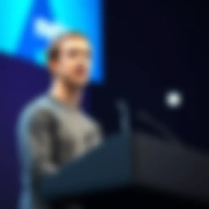 Mark Zuckerberg speaking at a press event about AI technology and staffing changes at Meta